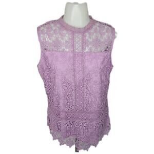 Beautiful Laundry By Shelli Segal Lavender Lace Sleeveless Blouse size medium